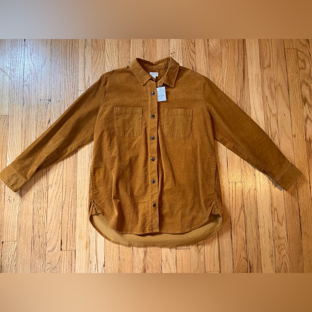 NWT J. Crew Factory Corduroy Shacket Shirt Jacket Camel Brown Small